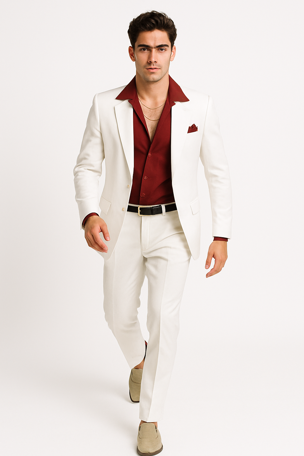 Scarface White Suit Red Shirt Set