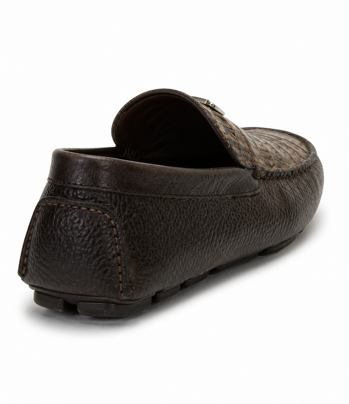 Mens Alligator Loafer Brown Dress Shoe Mens Sanded Brown Vestigium Genuine Caiman Belly Stylish Dress Loafer