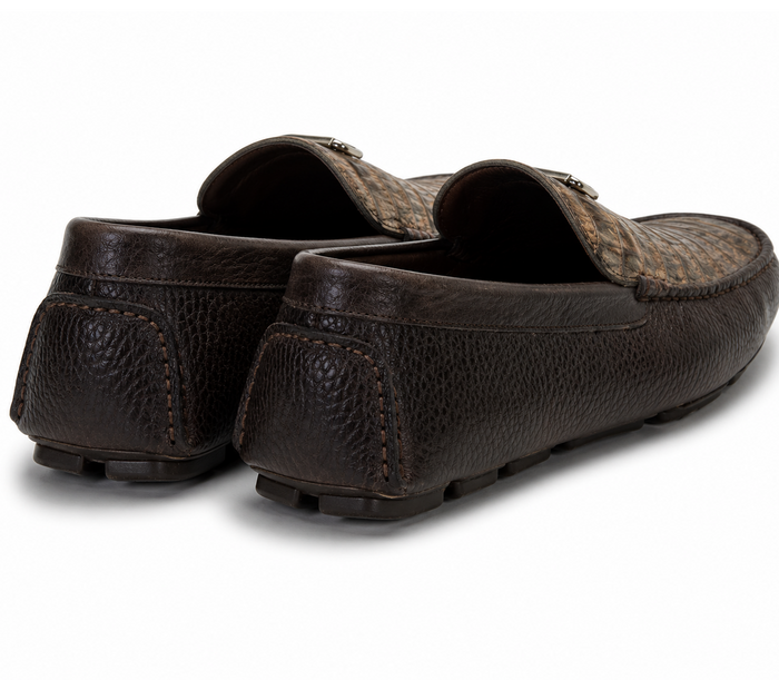Mens Alligator Loafer Brown Dress Shoe Mens Sanded Brown Vestigium Genuine Caiman Belly Stylish Dress Loafer