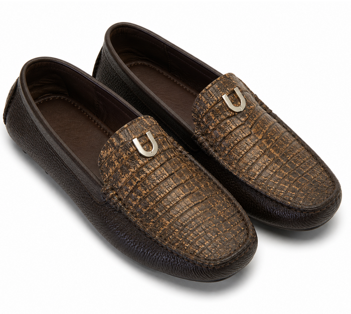 Mens Alligator Loafer Brown Dress Shoe Mens Sanded Brown Vestigium Genuine Caiman Belly Stylish Dress Loafer