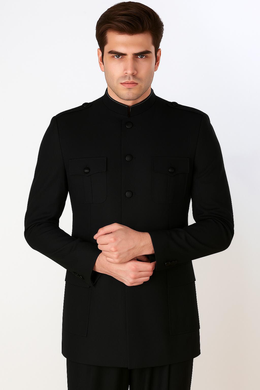 Apollo King Men's 2 Piece Nehru Style Suit Fashion Pockets