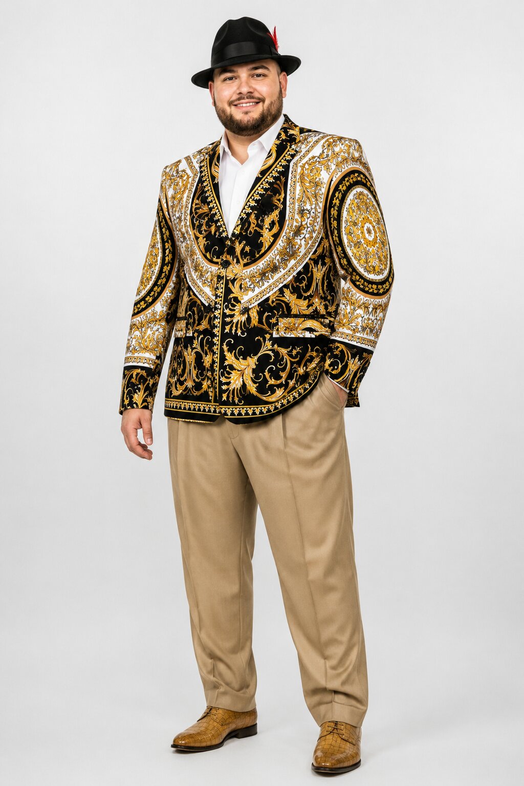 Black and Gold Baroque Outfit Set for Men