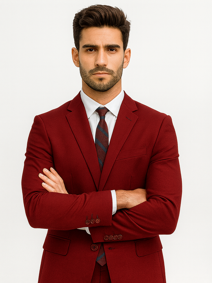 Basic 2 Button Classic Fit Poplin Suit by Vinci