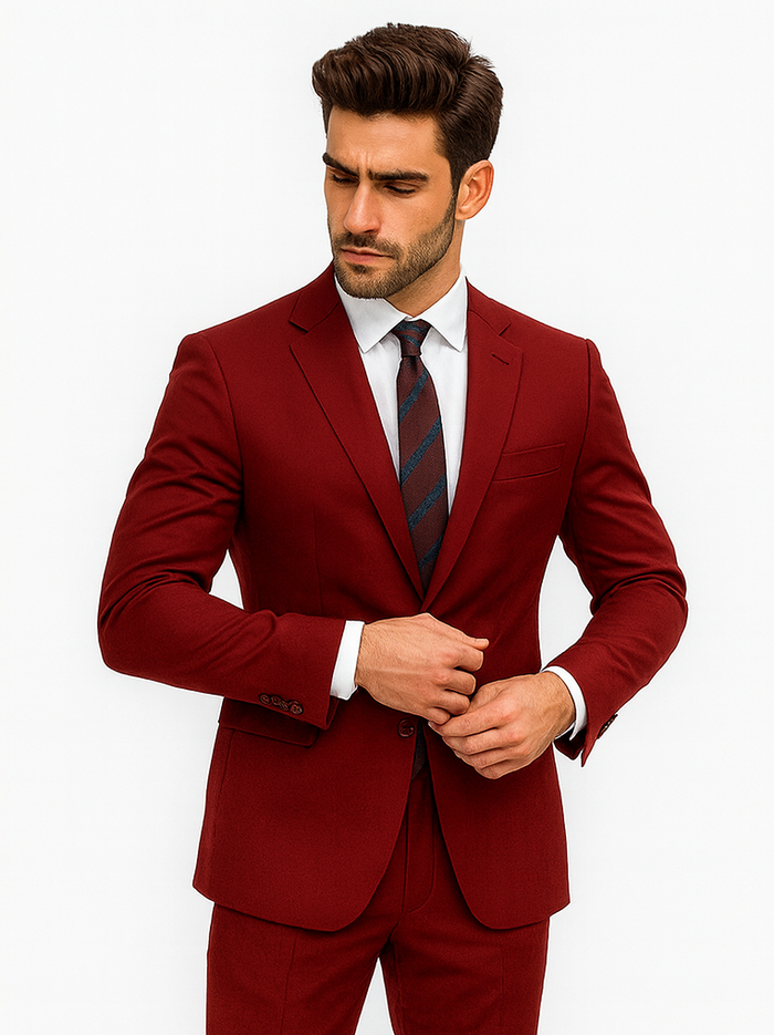 Basic 2 Button Classic Fit Poplin Suit by Vinci