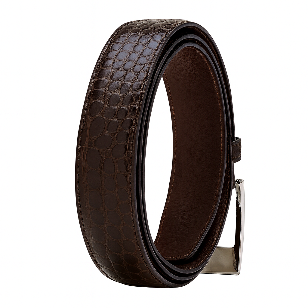 Belvedere Brown Alligator Dress Belt for Men