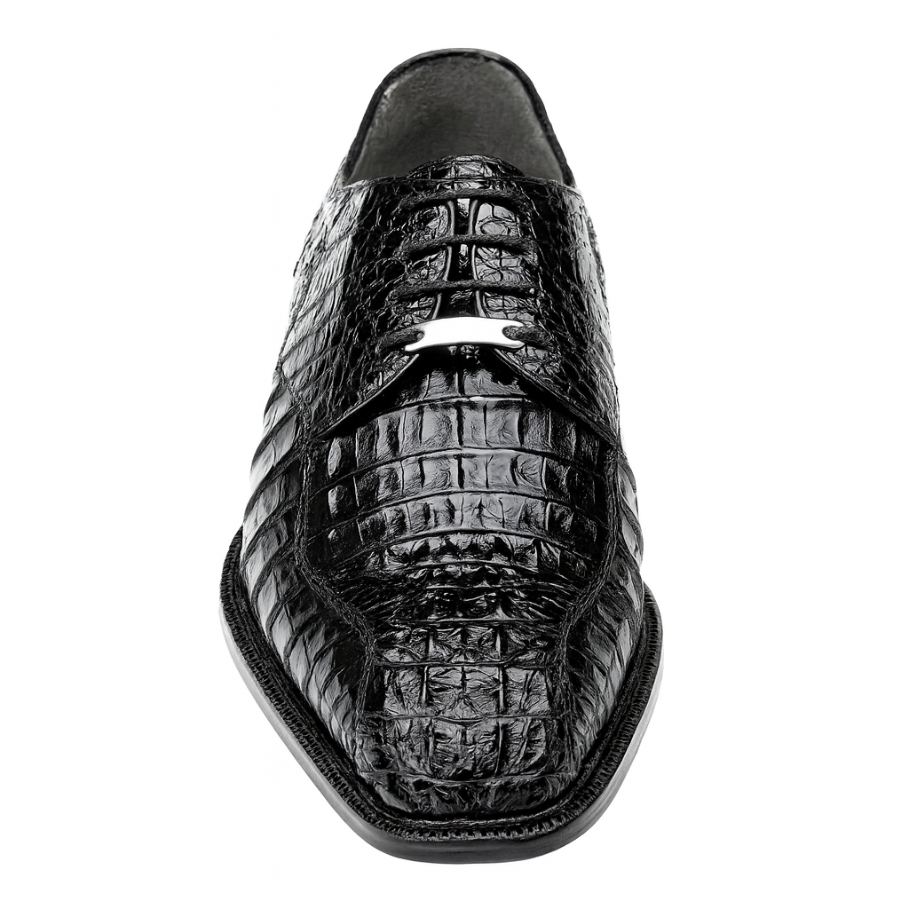 Belvedere Chapo Caiman Hornback Black Dress Shoe