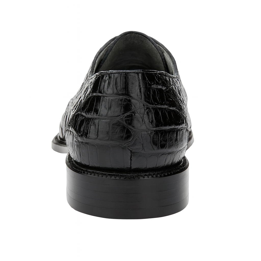 Belvedere Chapo Caiman Hornback Black Dress Shoe