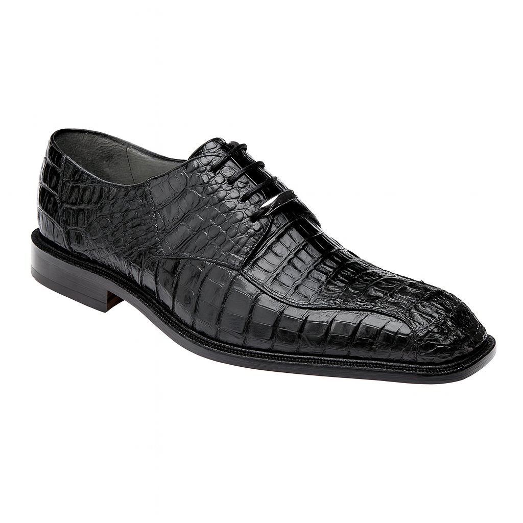 Belvedere Chapo Caiman Hornback Black Dress Shoe