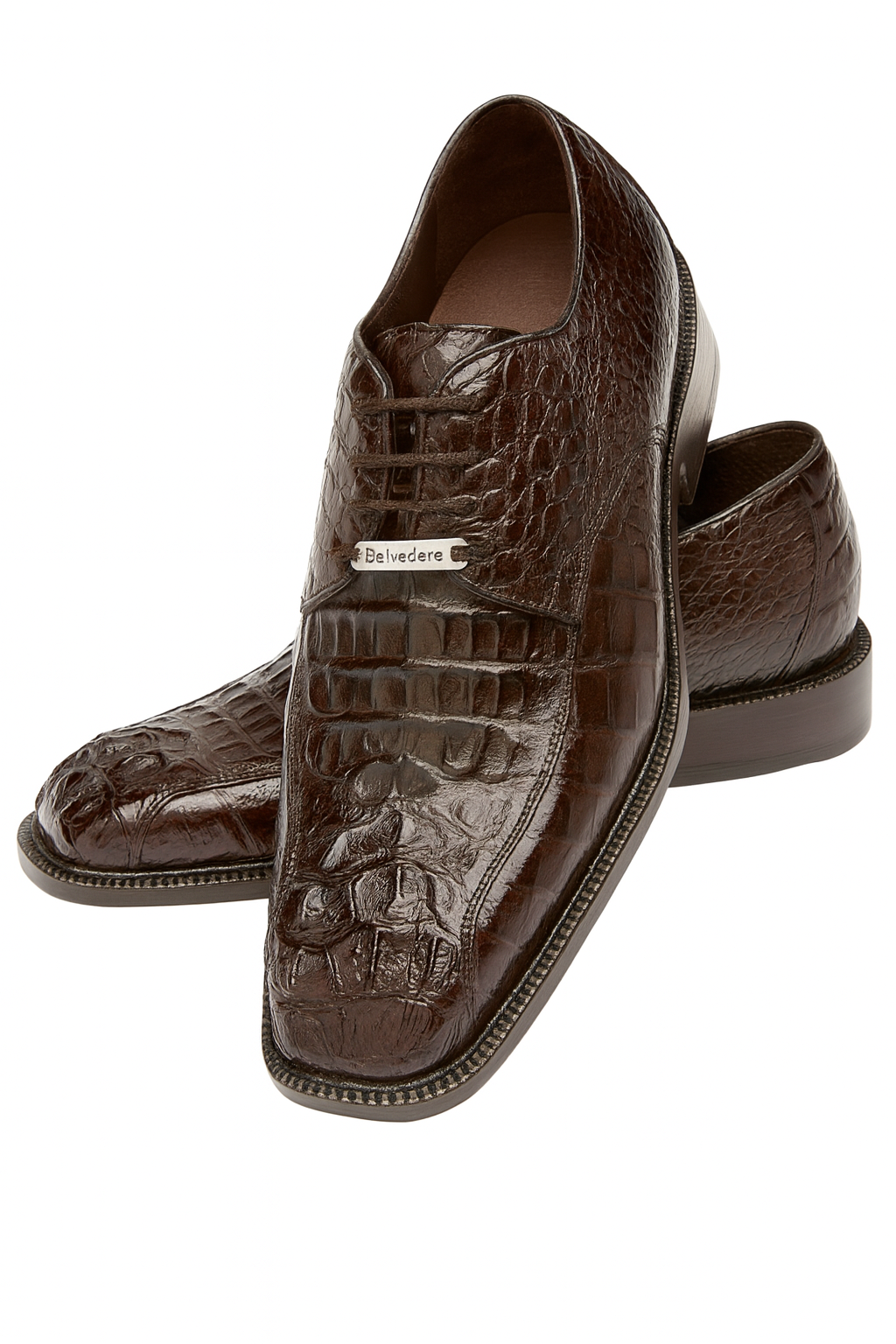 Belvedere Chapo Brown Crocodile Dress Shoe