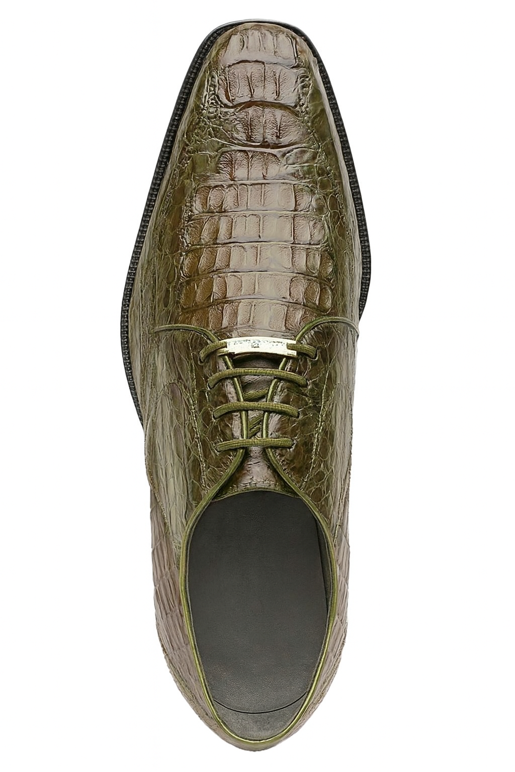 Belvedere Olive Green Caiman Hornback Dress Shoe