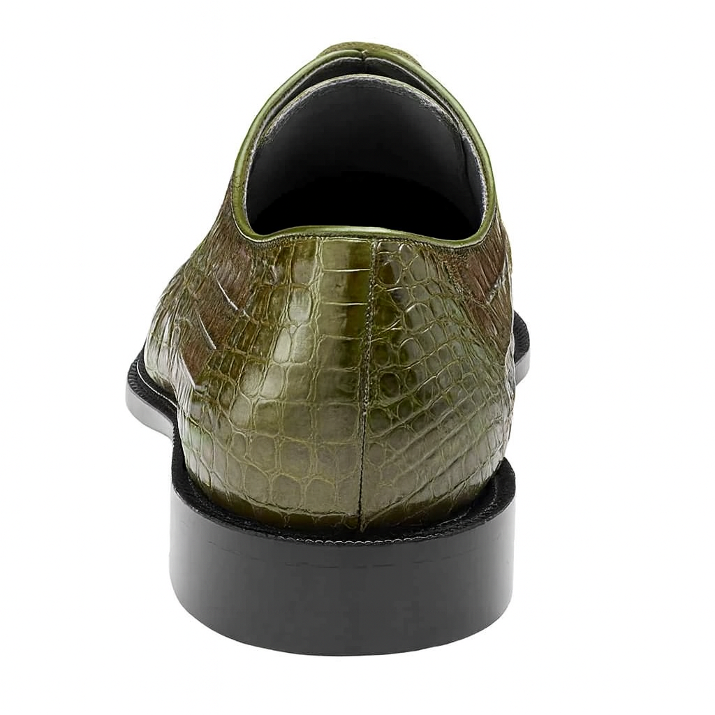 Belvedere Olive Green Caiman Hornback Dress Shoe