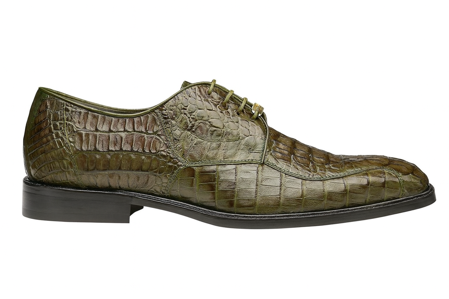 Belvedere Olive Green Caiman Hornback Dress Shoe