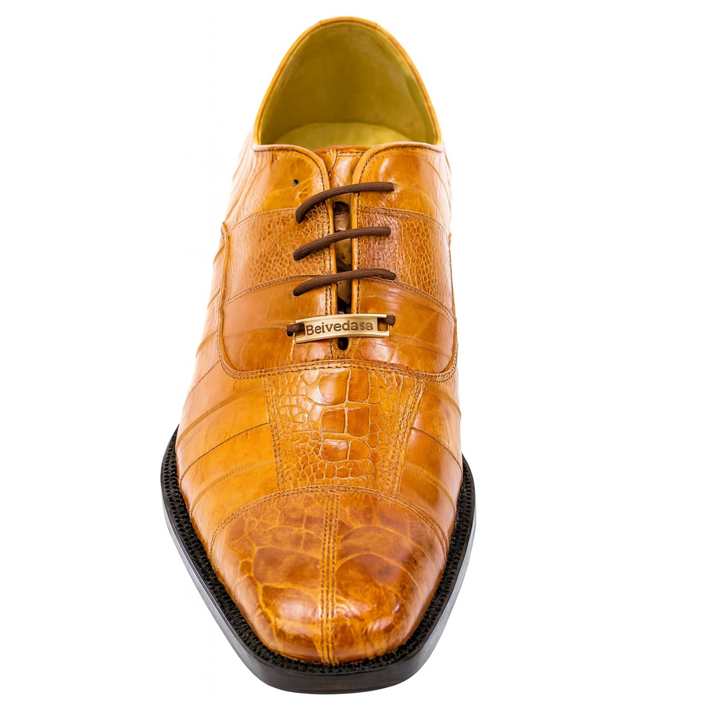 Belvedere Mare Eel & Ostrich Cap Toe Dress Shoe