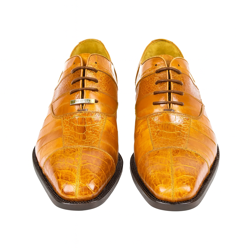 Belvedere Mare Eel & Ostrich Cap Toe Dress Shoe