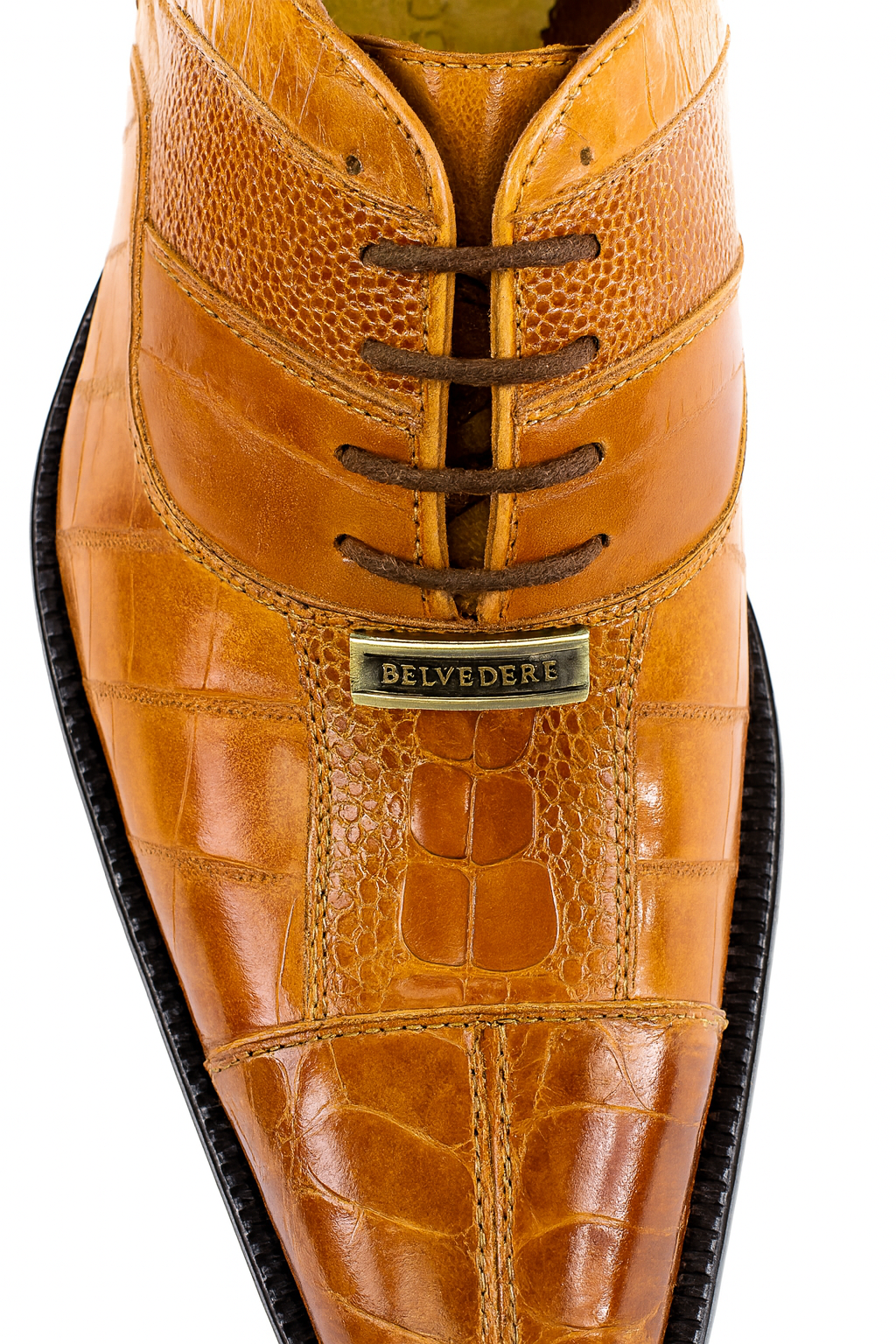 Belvedere Mare Eel & Ostrich Cap Toe Dress Shoe
