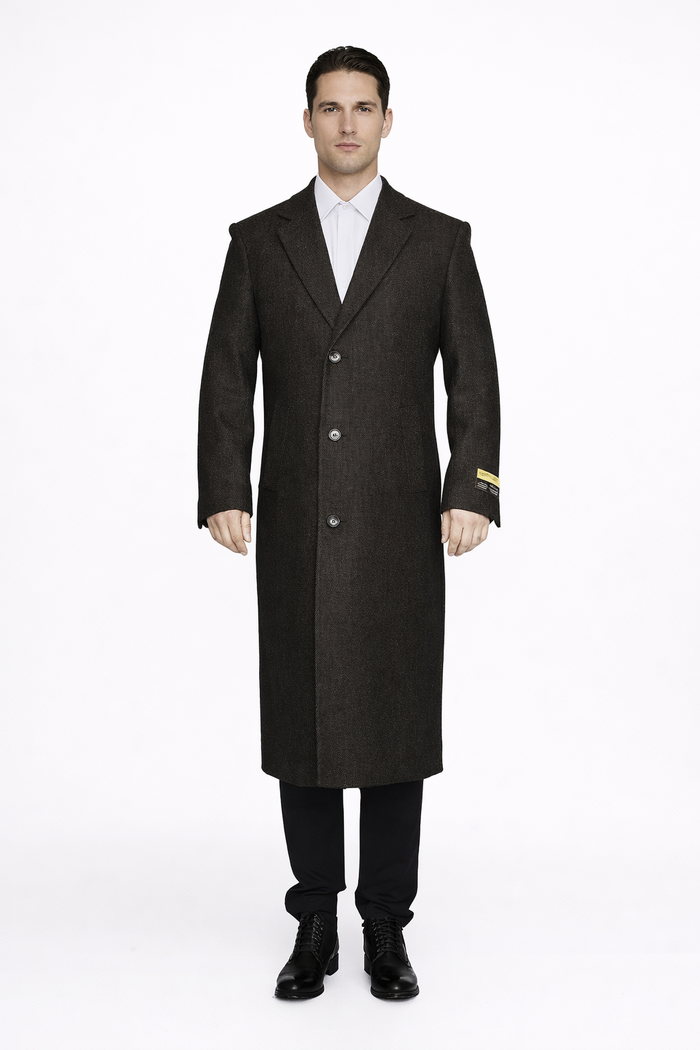 Men's Big And Tall Overcoat Long Men's Dress Topcoat - Winter coat 4XL 5XL 6XL Brown