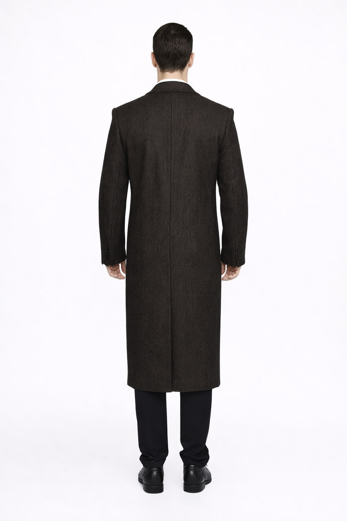 Men's Big And Tall Overcoat Long Men's Dress Topcoat - Winter coat 4XL 5XL 6XL Brown