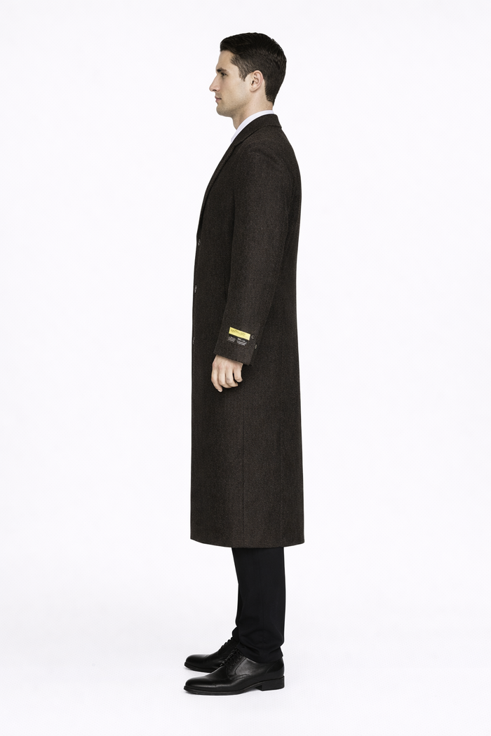 Men's Big And Tall Overcoat Long Men's Dress Topcoat - Winter coat 4XL 5XL 6XL Brown