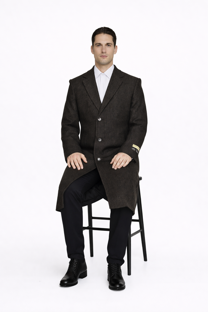 Men's Big And Tall Overcoat Long Men's Dress Topcoat - Winter coat 4XL 5XL 6XL Brown