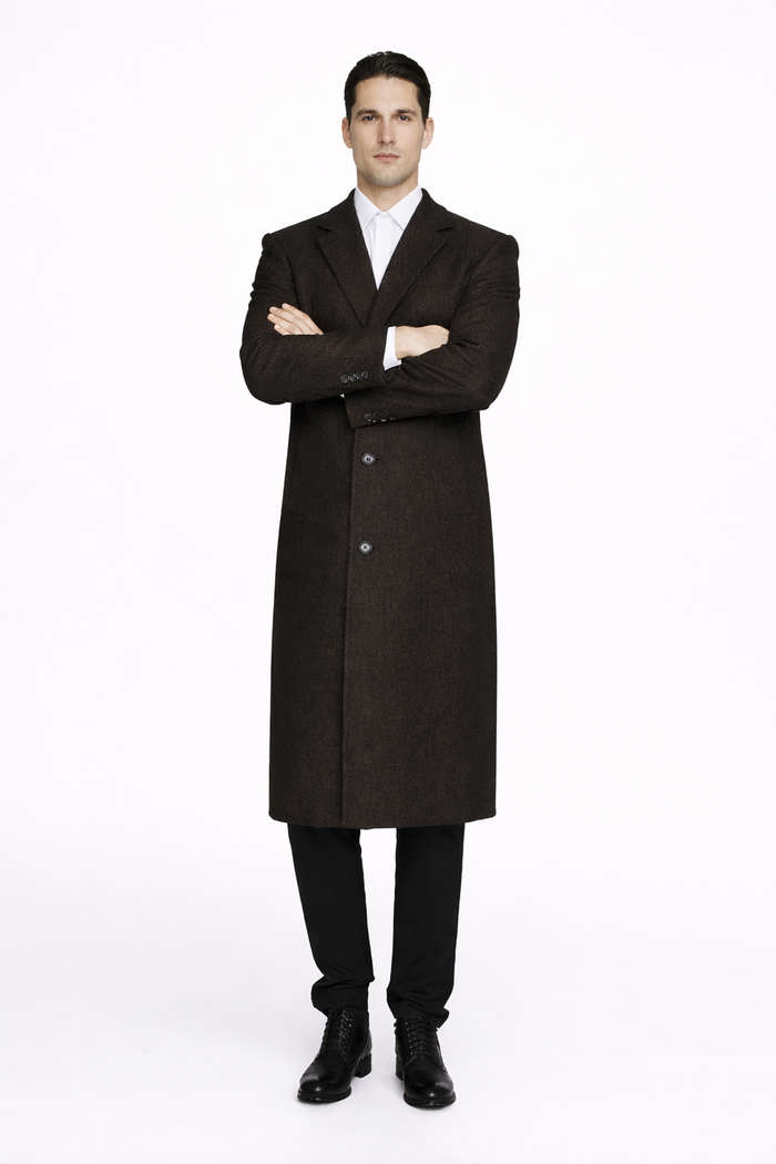 Men's Big And Tall Overcoat Long Men's Dress Topcoat - Winter coat 4XL 5XL 6XL Brown