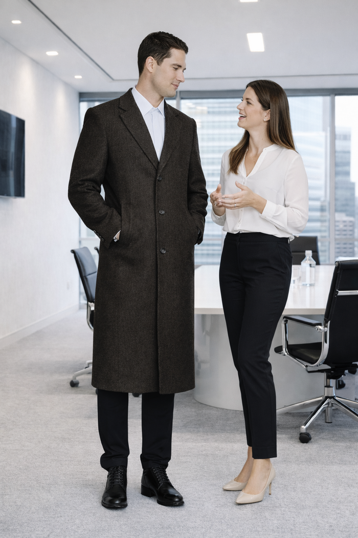 Men's Big And Tall Overcoat Long Men's Dress Topcoat - Winter coat 4XL 5XL 6XL Brown
