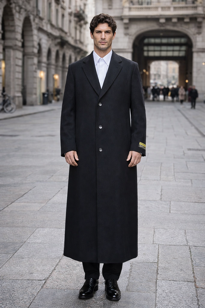 Men's Big And Tall Overcoat Long Men's Dress Topcoat - Winter coat 4XL 5XL 6XL Charcoal