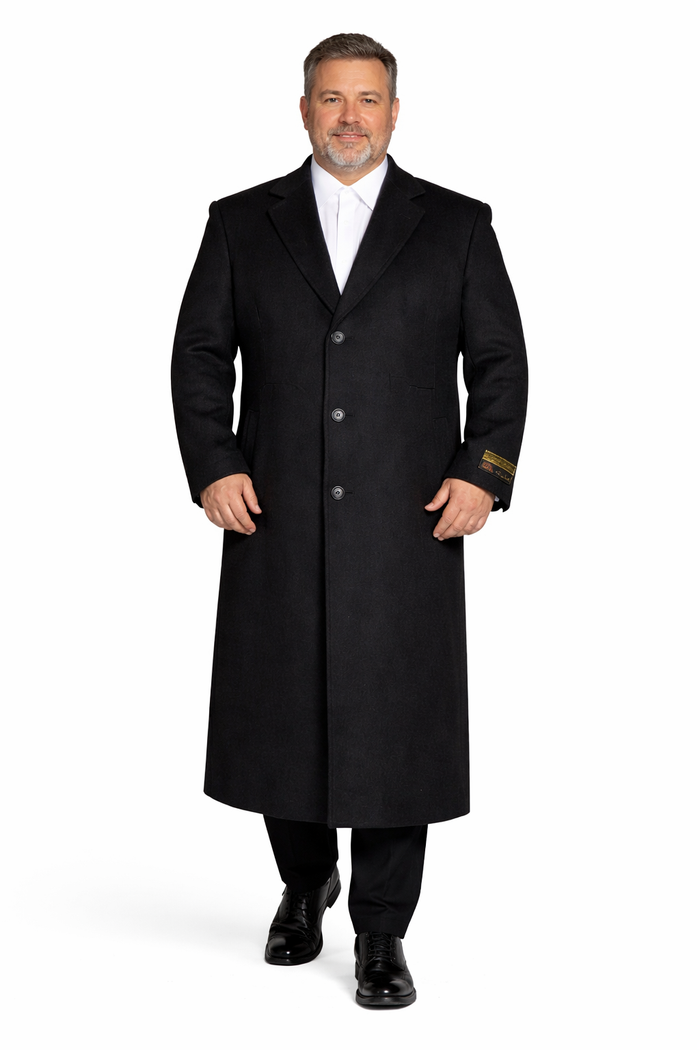 Men's Big And Tall Overcoat Long Men's Dress Topcoat - Winter coat 4XL 5XL 6XL Charcoal