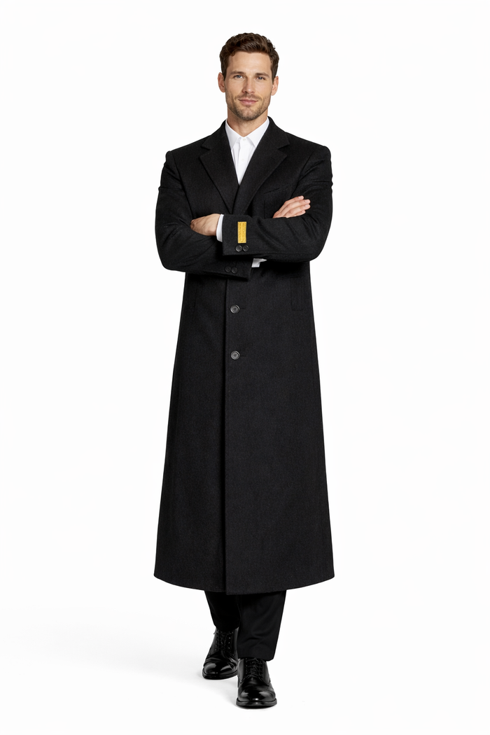 Men's Big And Tall Overcoat Long Men's Dress Topcoat - Winter coat 4XL 5XL 6XL Charcoal