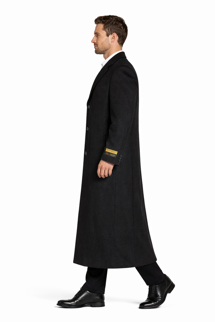 Men's Big And Tall Overcoat Long Men's Dress Topcoat - Winter coat 4XL 5XL 6XL Charcoal