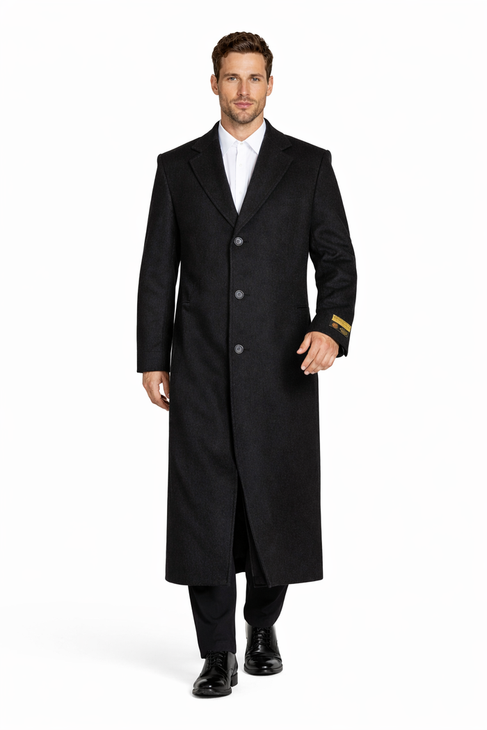 Men's Big And Tall Overcoat Long Men's Dress Topcoat - Winter coat 4XL 5XL 6XL Charcoal