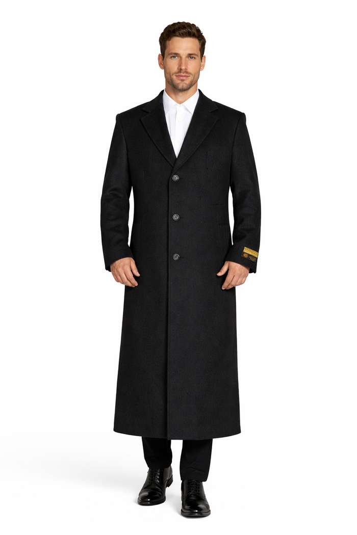 Men's Big And Tall Overcoat Long Men's Dress Topcoat - Winter coat 4XL 5XL 6XL Charcoal