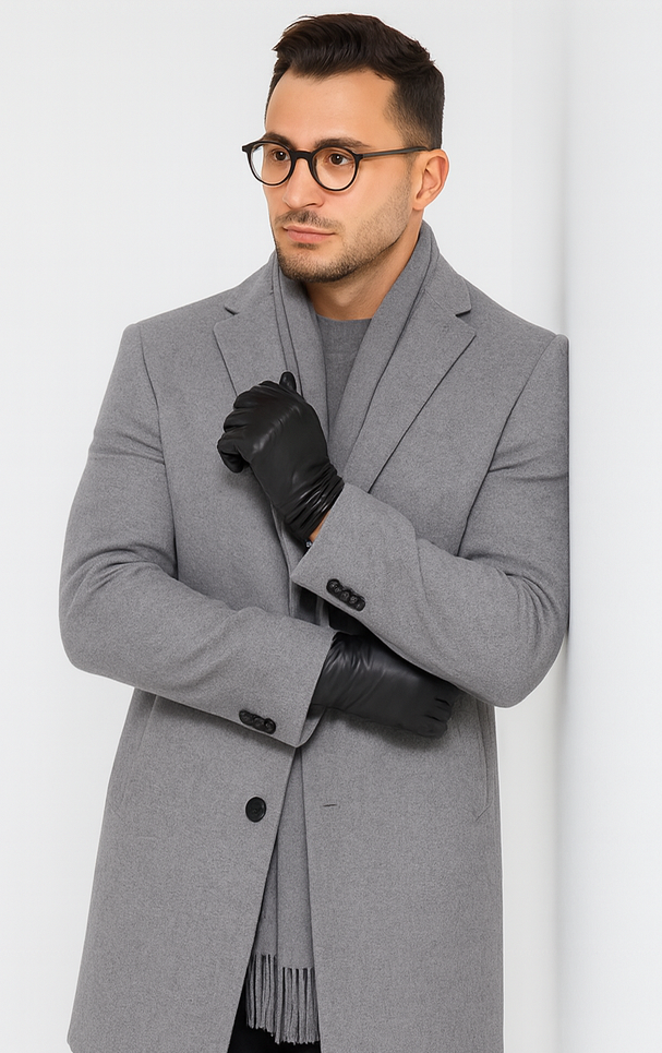 Men's Big And Tall Overcoat Long Men's Dress Topcoat - Winter coat 4XL 5XL 6XL Light Grey ~ Silver Gray