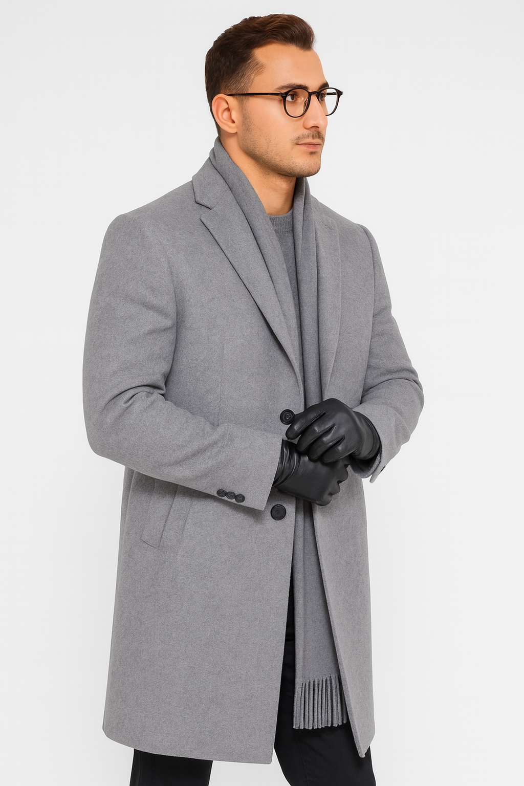 Men's Big And Tall Overcoat Long Men's Dress Topcoat - Winter coat 4XL 5XL 6XL Light Grey ~ Silver Gray