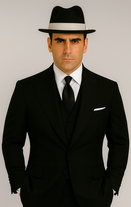 men black dress hat Men's Black Dress Zoot Suit Fashion Tuxedo For+ White Shirt + Tie Package Combo Combination 34 Short or Extra Small