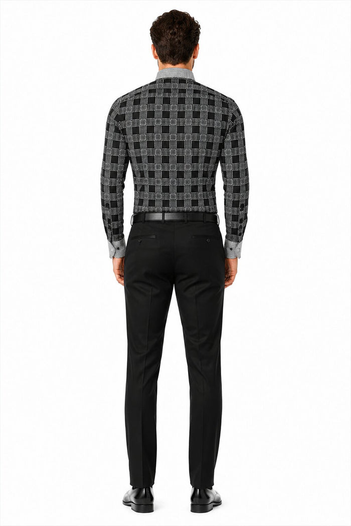 Daniel Ellissa Ds3779BP2 Men's French Cuff Black Men's Dress Shirt