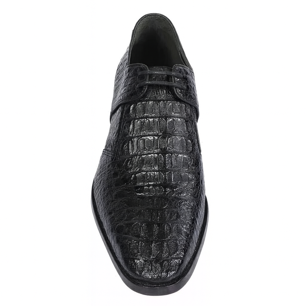 Black Crocodile Leather Men's Lace-Up Oxfords