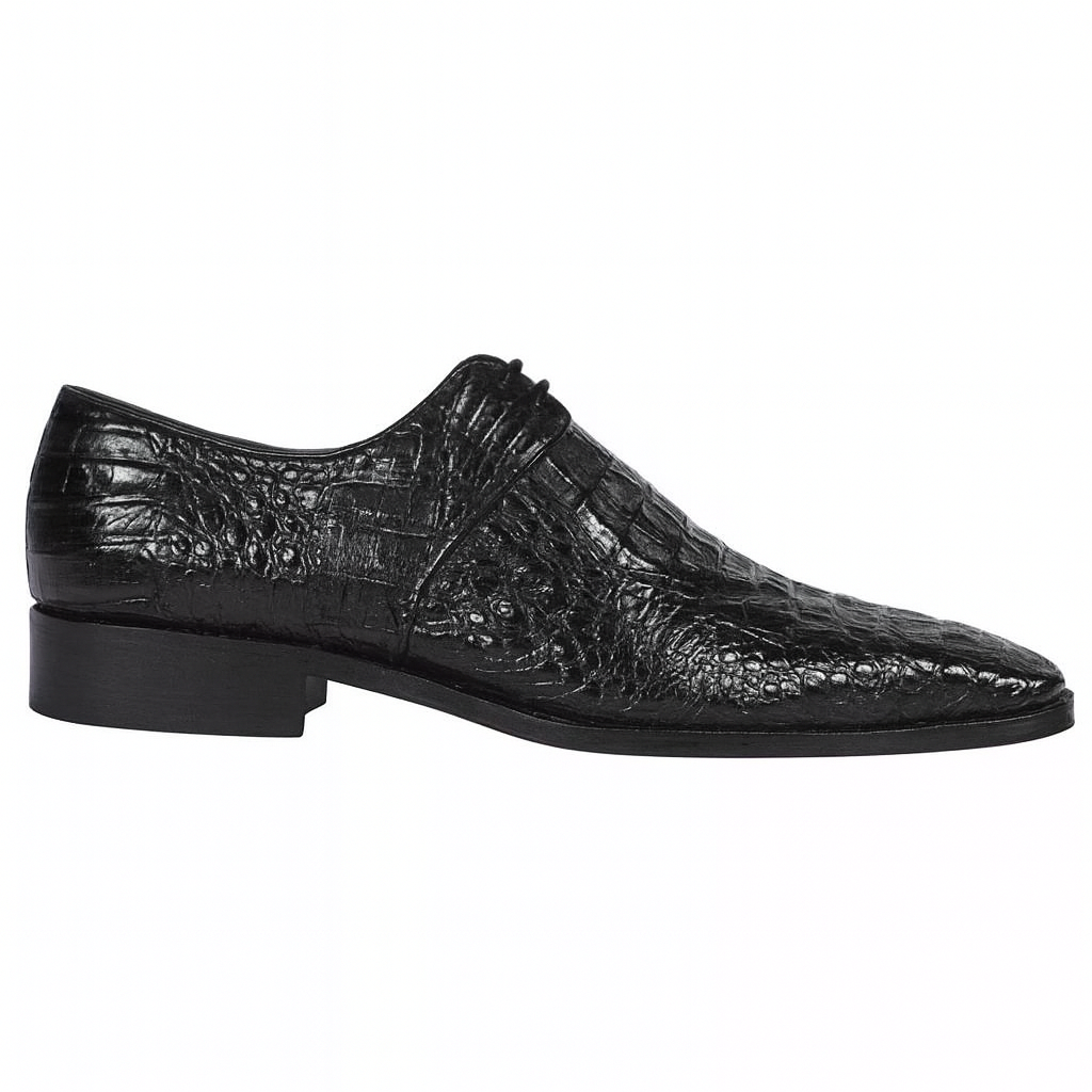 Black Crocodile Leather Men's Lace-Up Oxfords