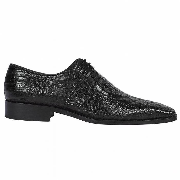Black Crocodile Leather Men's Lace-Up Oxfords