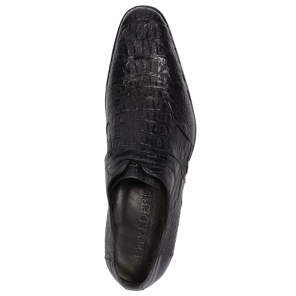 Black Crocodile Leather Men's Lace-Up Oxfords