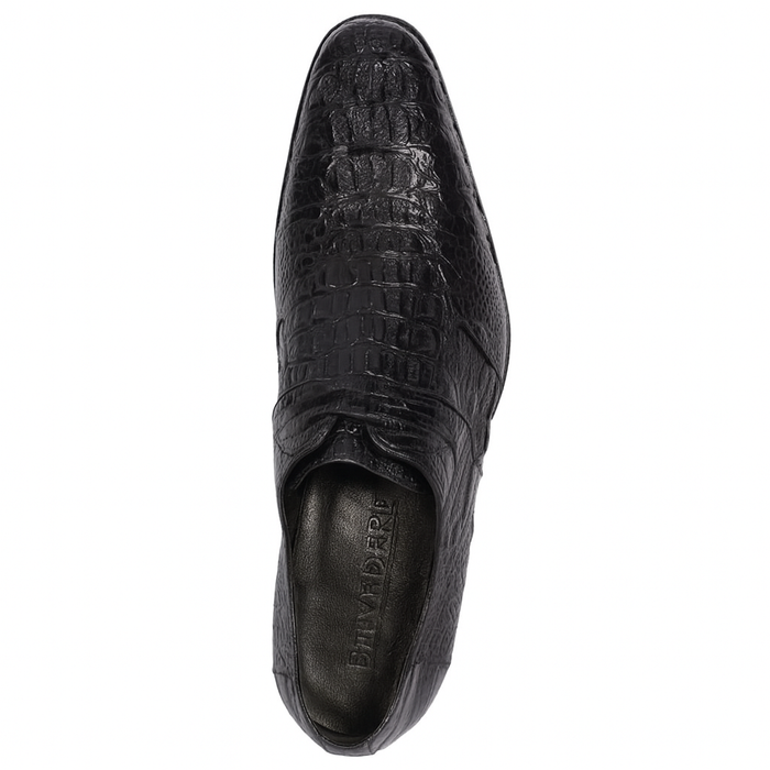 Black Crocodile Leather Men's Lace-Up Oxfords