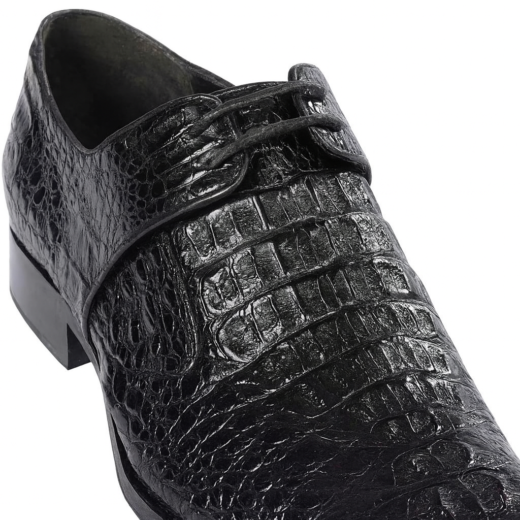 Black Crocodile Leather Men's Lace-Up Oxfords