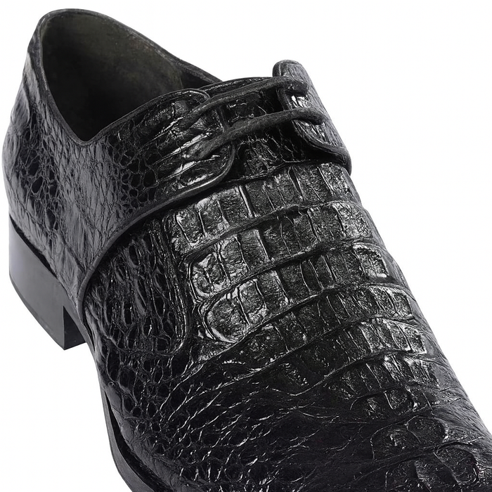 Black Crocodile Leather Men's Lace-Up Oxfords