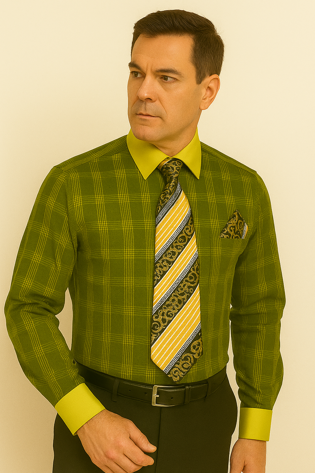 Black Gold Colorful Men's Dress Shirt