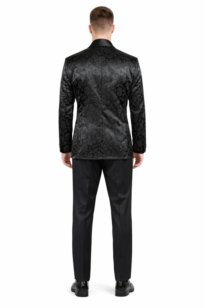 Mens Blazer - Paisley Sport Coat - Black Prom Tuxedo Dinner Jacket Blazer