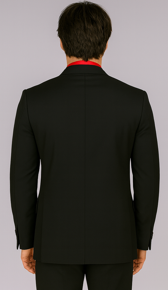 Men's Black Suit Red Shirt Black Tie Package Combo ~ Combination Deal