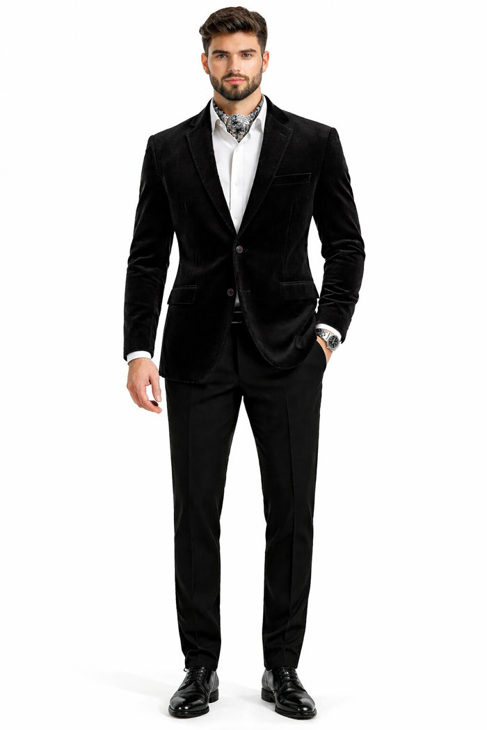 Men's Fashion 2 Button Velvet Jacket Royal Blue Men's blazer Jacket
