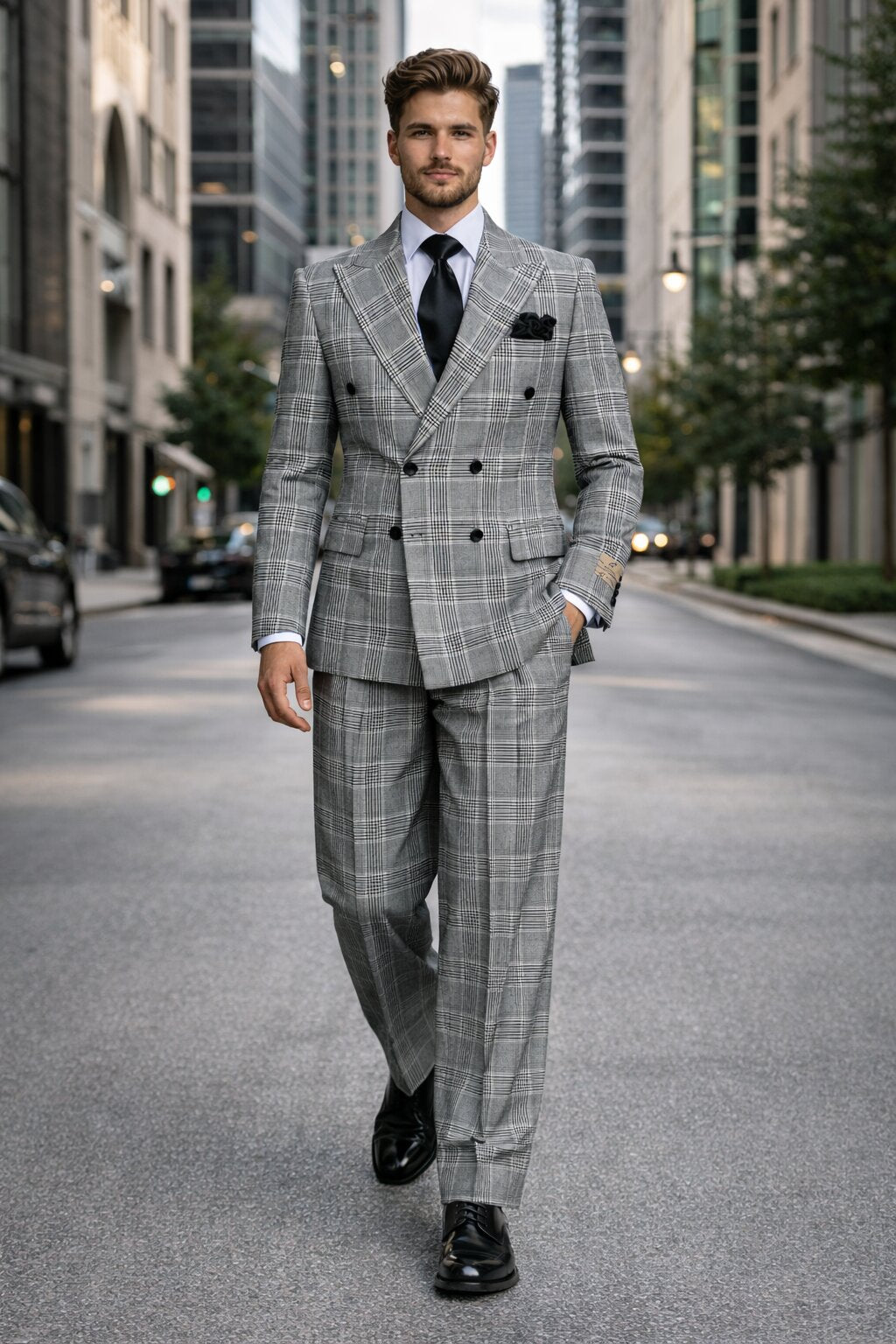 Rossiman Plaid Wool Suit with Baggy Trousers