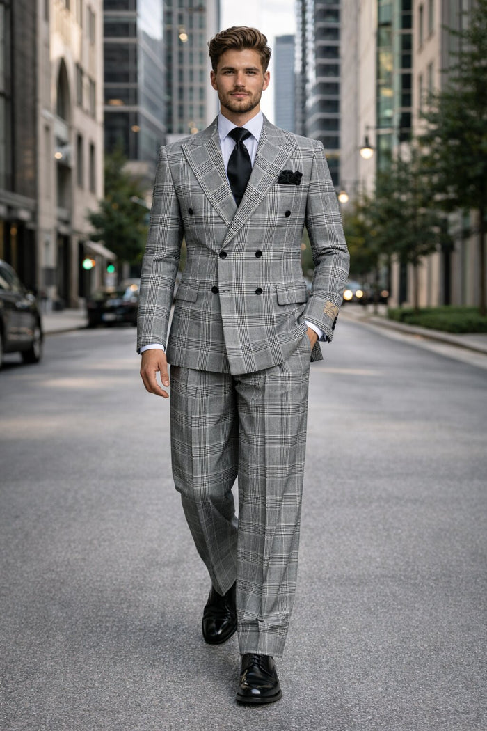 Rossiman Plaid Wool Suit with Baggy Trousers