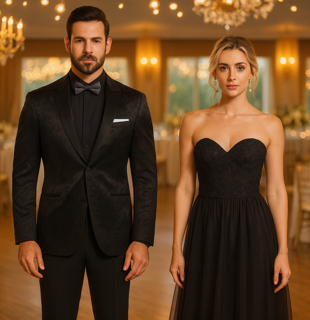 Mens Blazer - Paisley Sport Coat - Black Prom Tuxedo Dinner Jacket Blazer