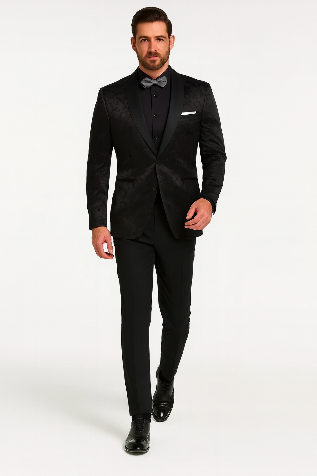 Mens Blazer - Paisley Sport Coat - Black Prom Tuxedo Dinner Jacket Blazer